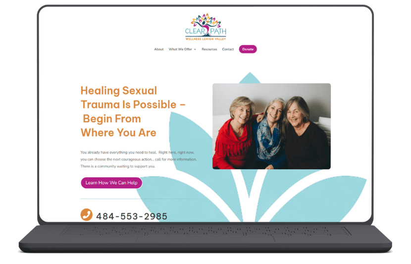 preview of clear path wellness lehigh valley website on laptop mockup