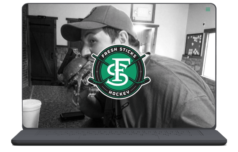 Fresh-Sticks-portfolio preview of fresh sticks hockey website on laptop mockup
