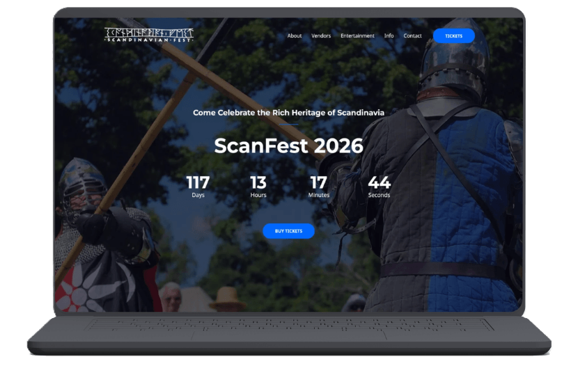 Scanfest-portfolio preview of scanfest website on laptop mockup